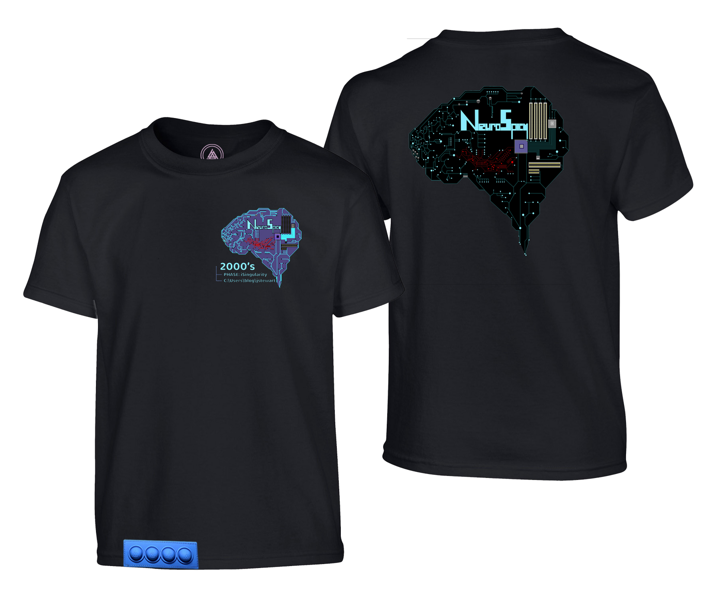 Adult N.S. Black Tee/Blue Pop it-Neurospicy/2000s Brain