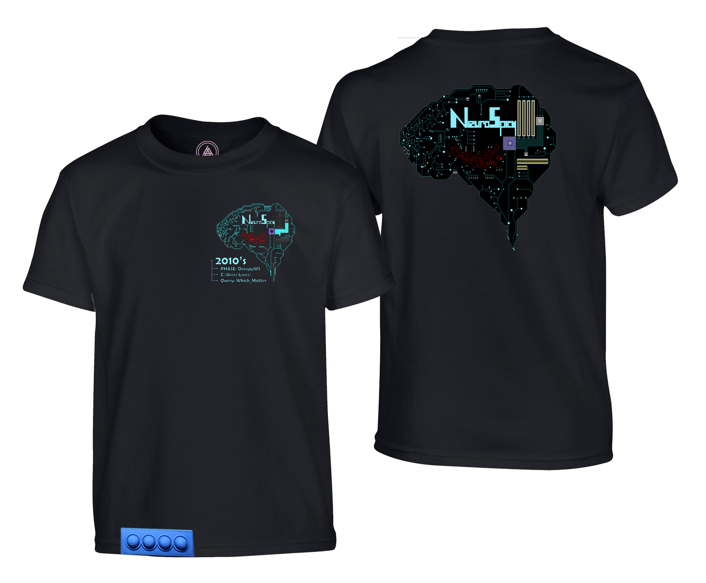 Adult N.S. Black Tee/Blue Pop it-Neurospicy/2010s Brain
