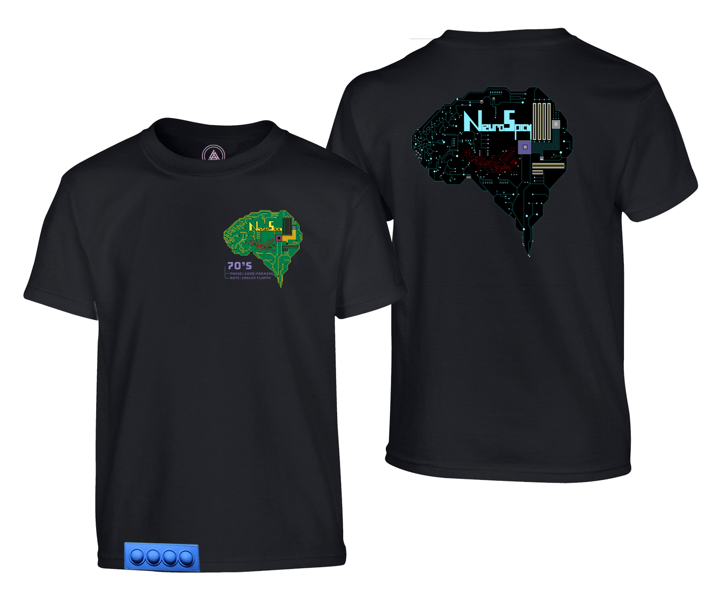 Adult N.S. Black Tee/Blue Pop it-Neurospicy/70s Brain