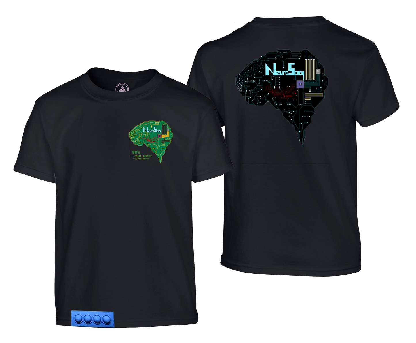 Adult N.S. Black Tee/Blue Pop it-Neurospicy/80s Brain