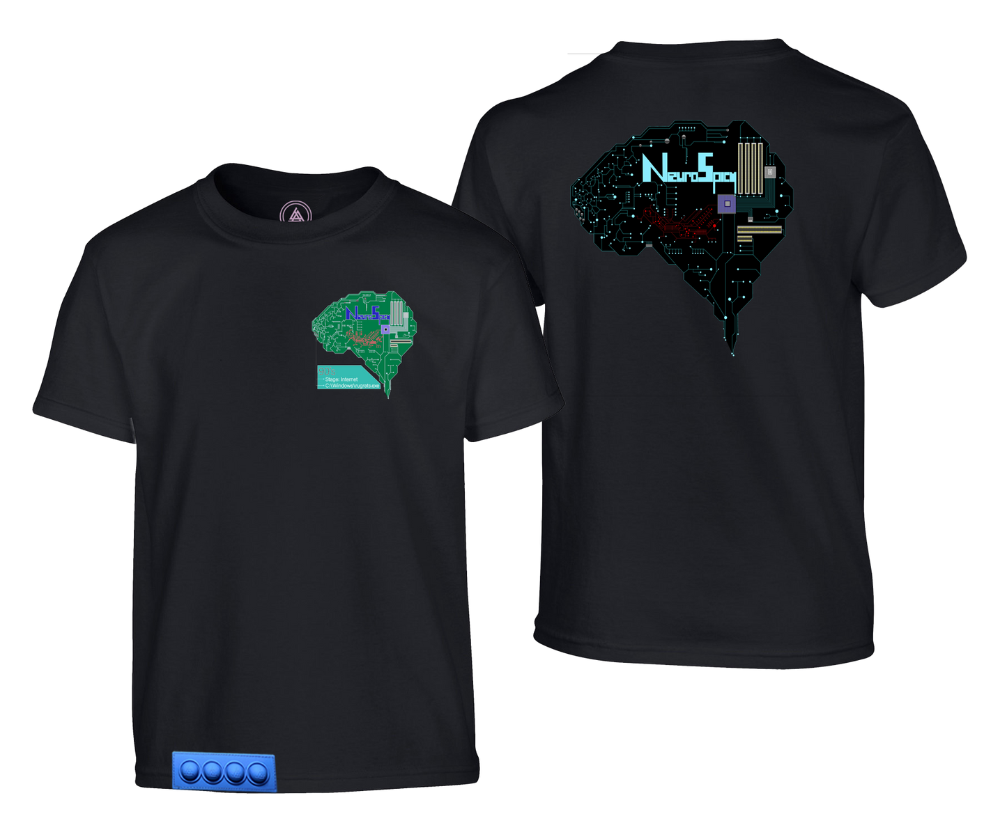 Adult N.S. Black Tee/Blue Pop it-Neurospicy/90s Brain