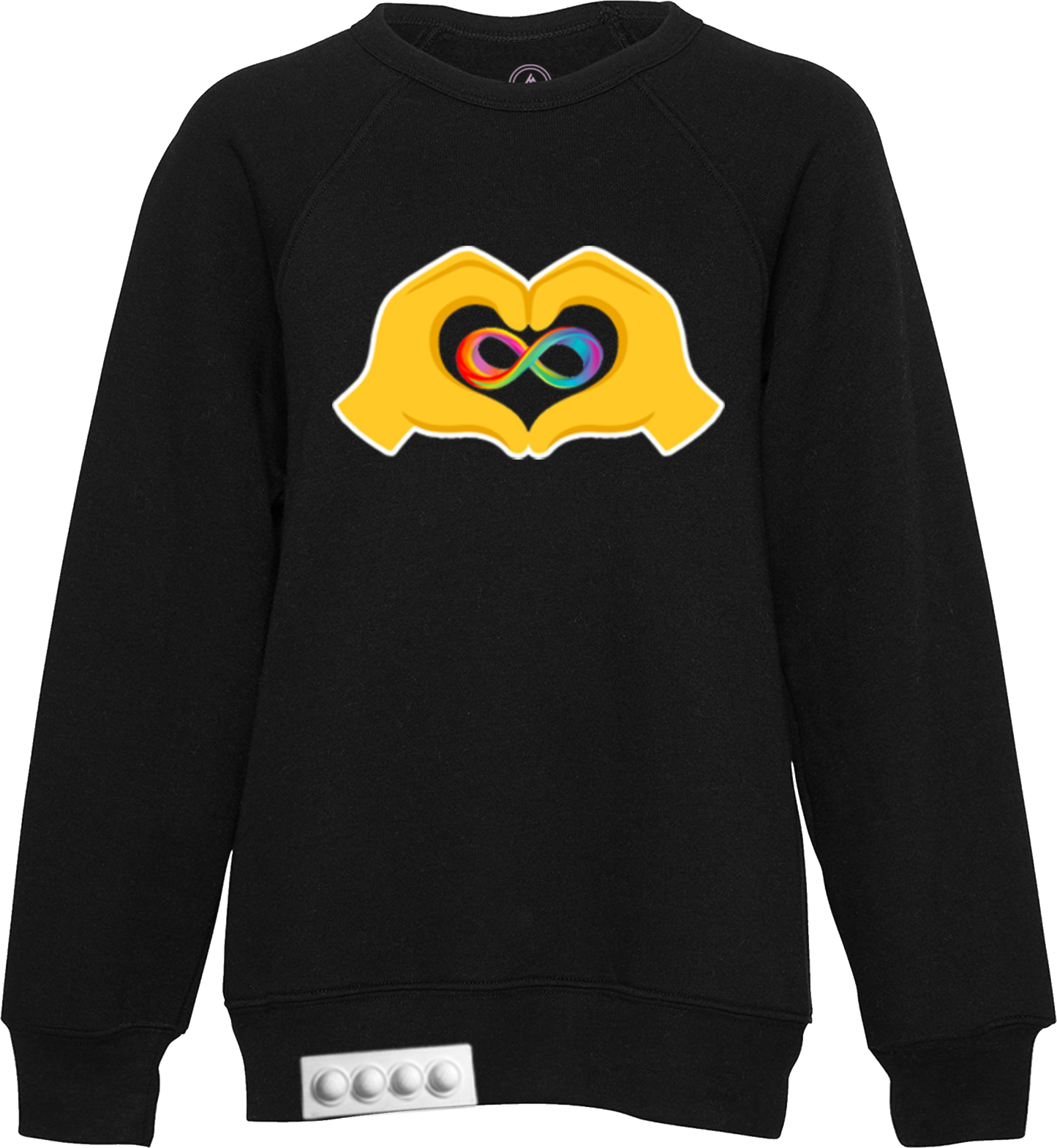 Kids / Black Sweatshirt / White pop it