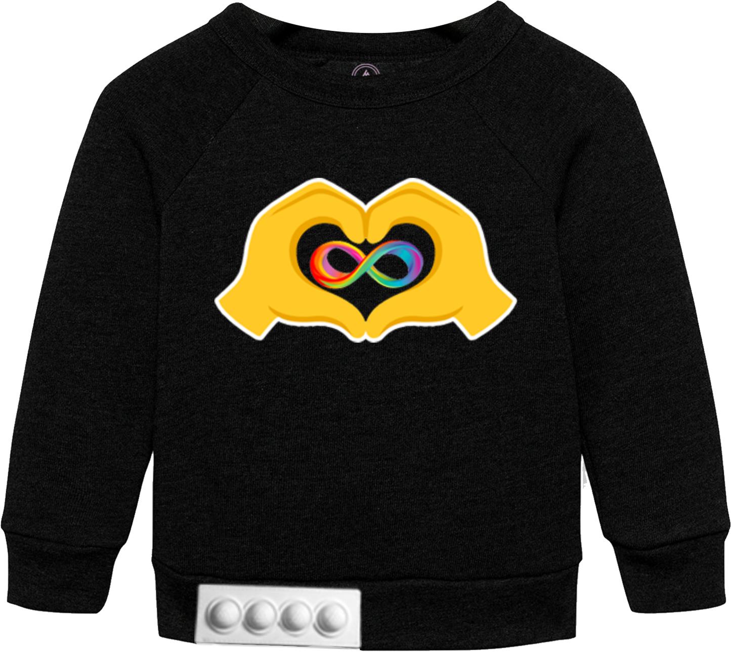 Toddler / Black Sweatshirt / White pop it