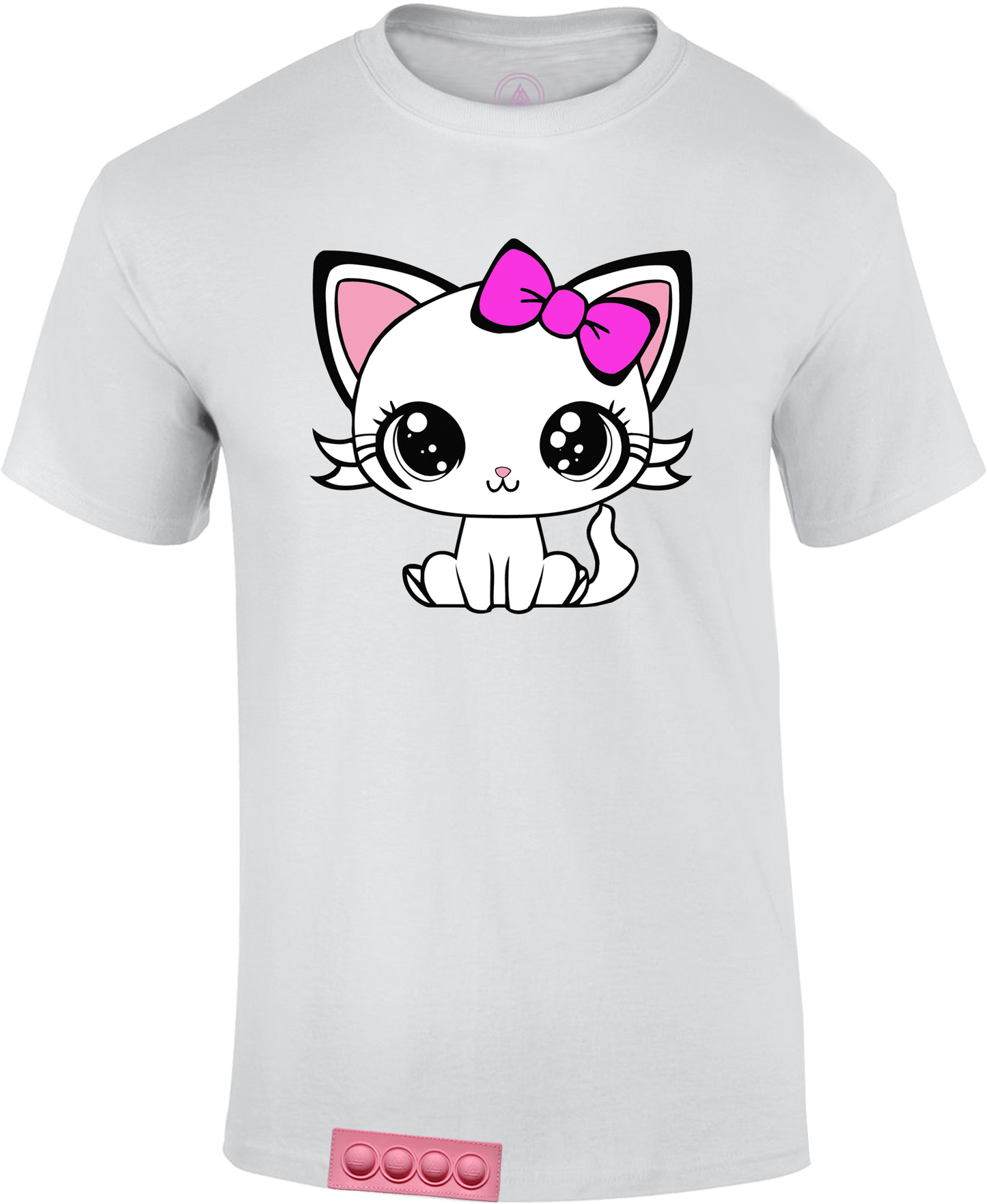 Adult/White tee/ Pink pop it