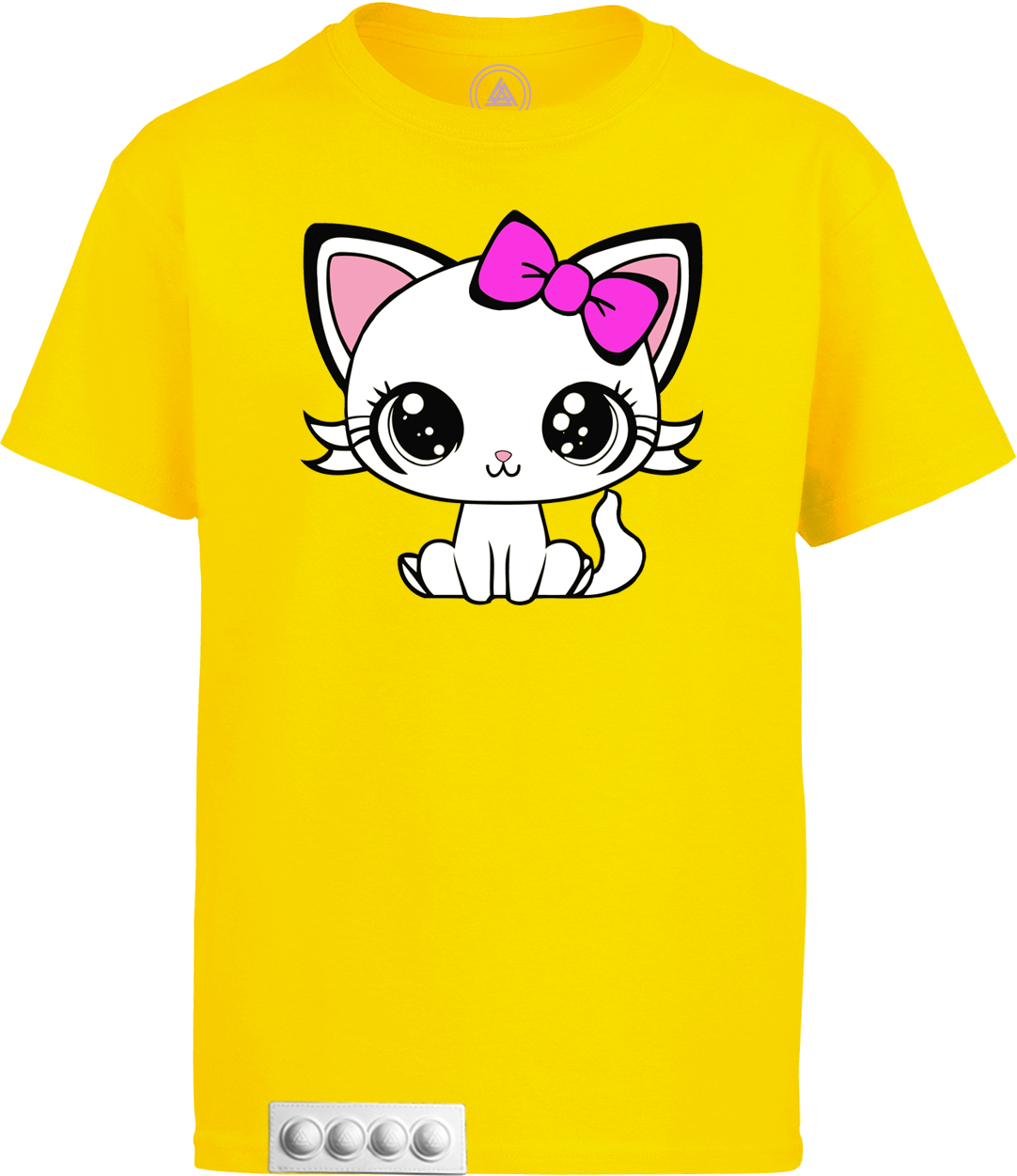 Yellow tee/white pop it
