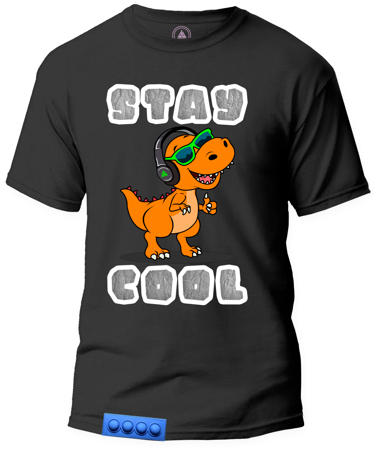 Adult/Black tee/ Blue pop it