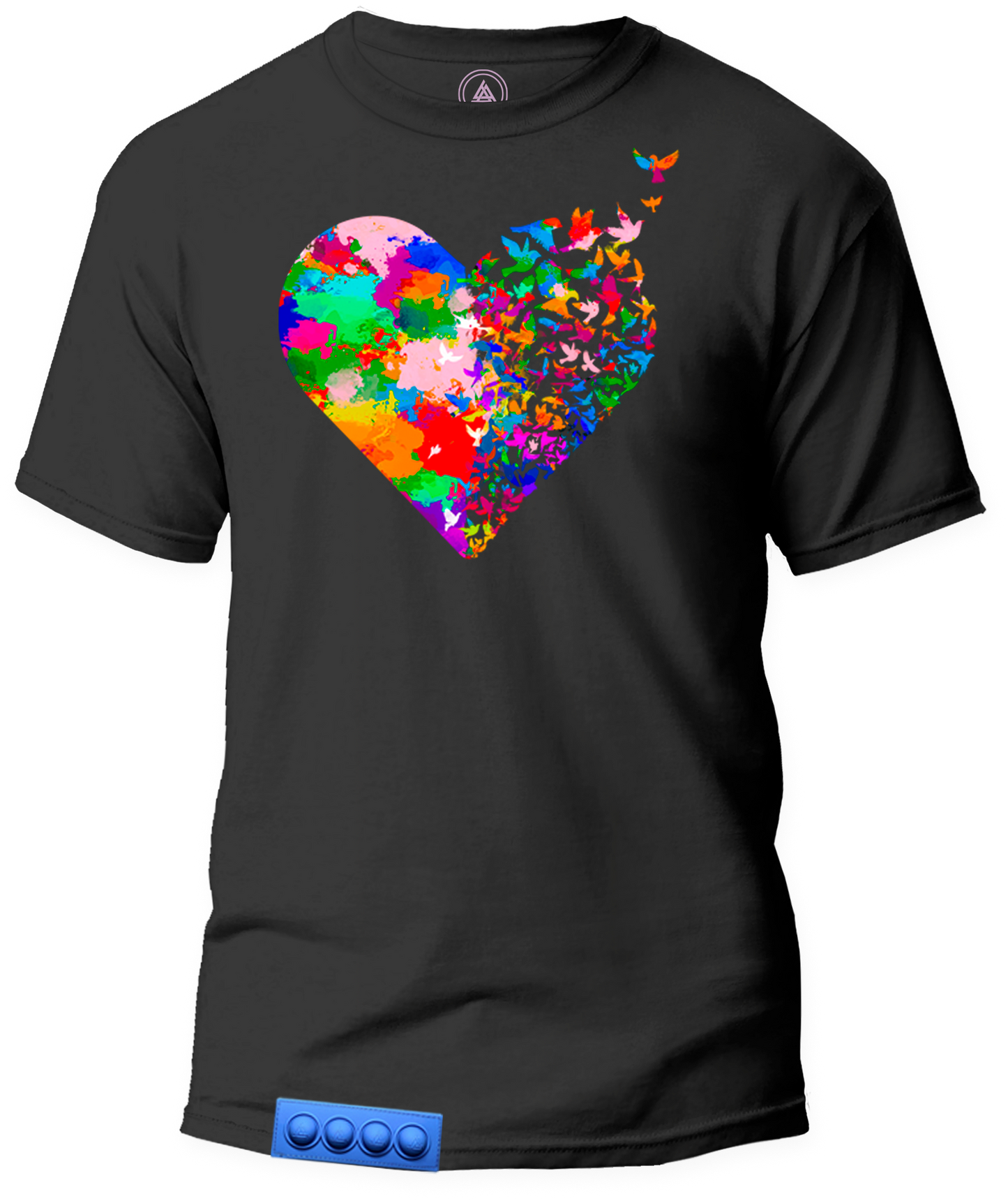 Adult/Black tee/ Blue pop it