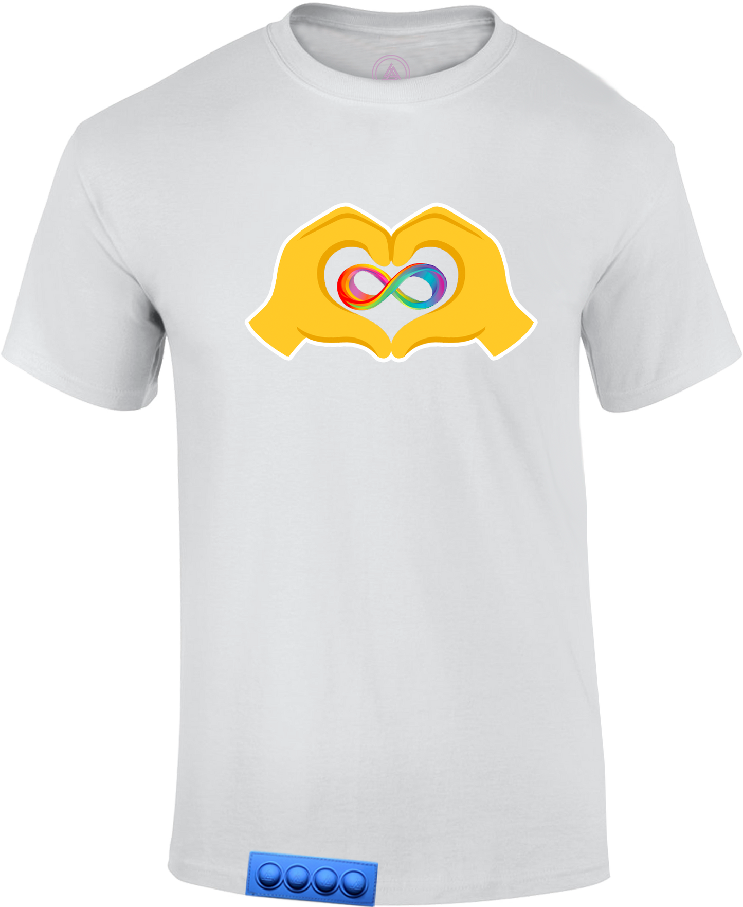 Adult/White tee/ Blue pop it