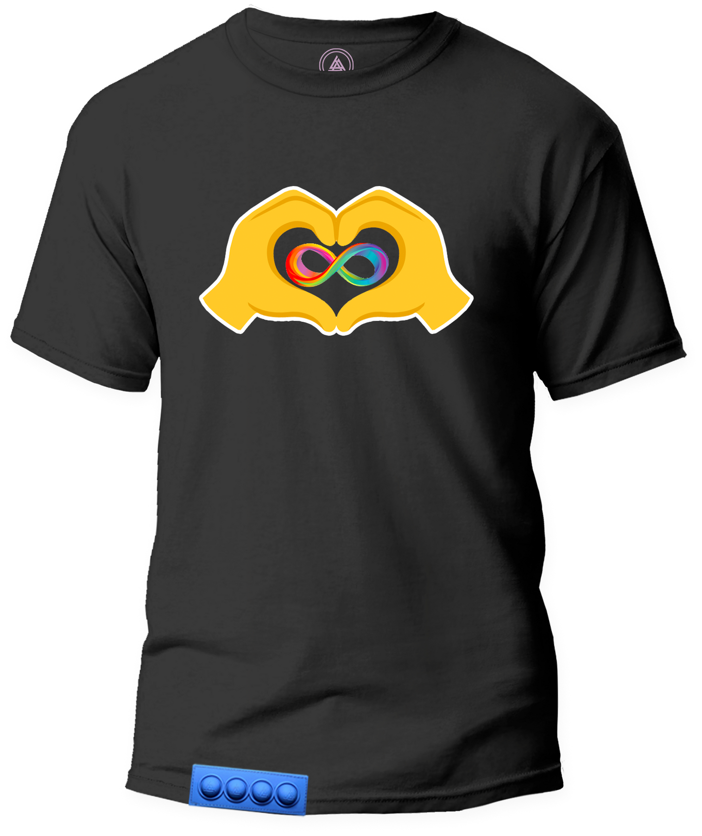 Adult/Black tee/ Blue pop it
