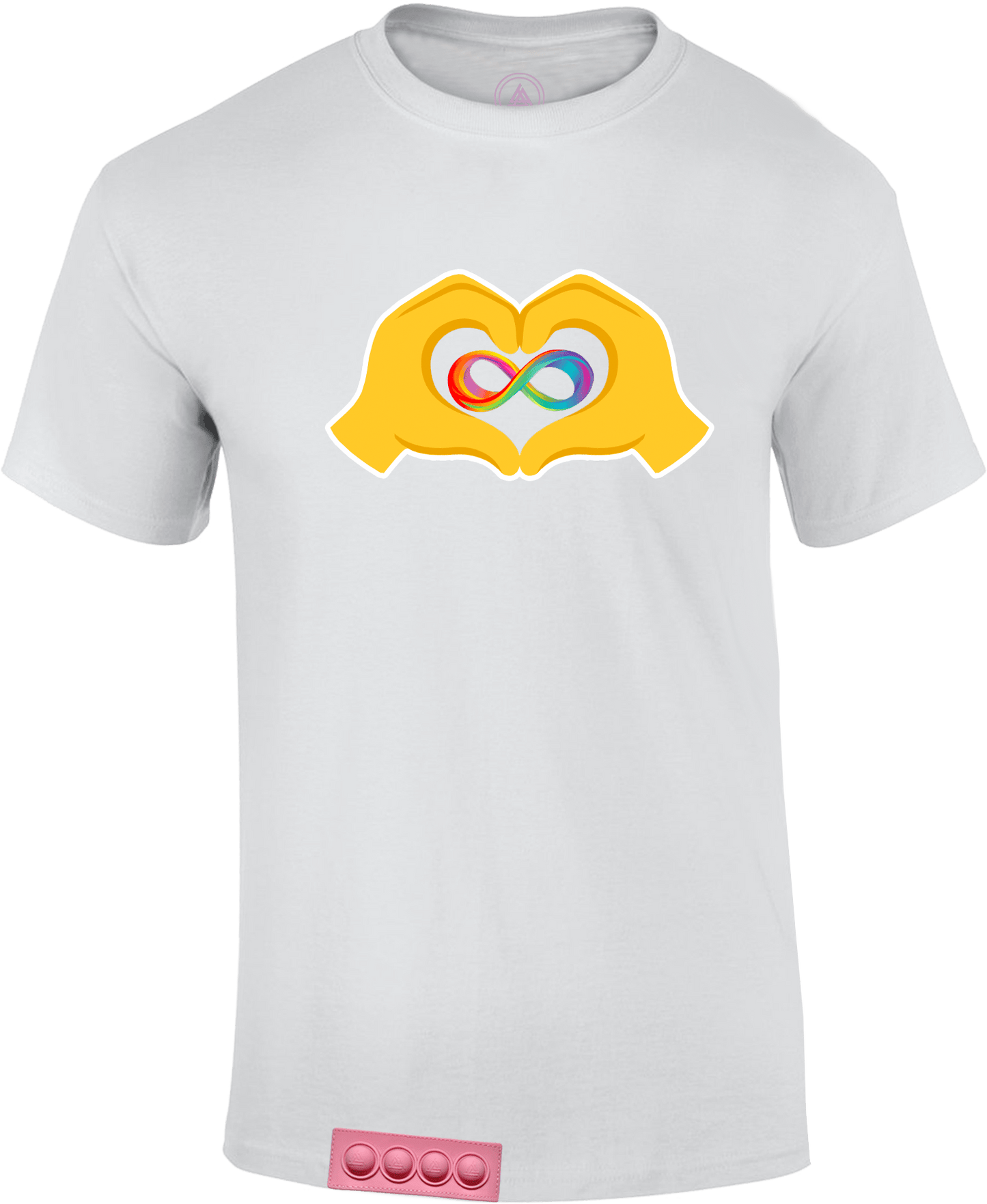 Adult/White tee/ Pink pop it