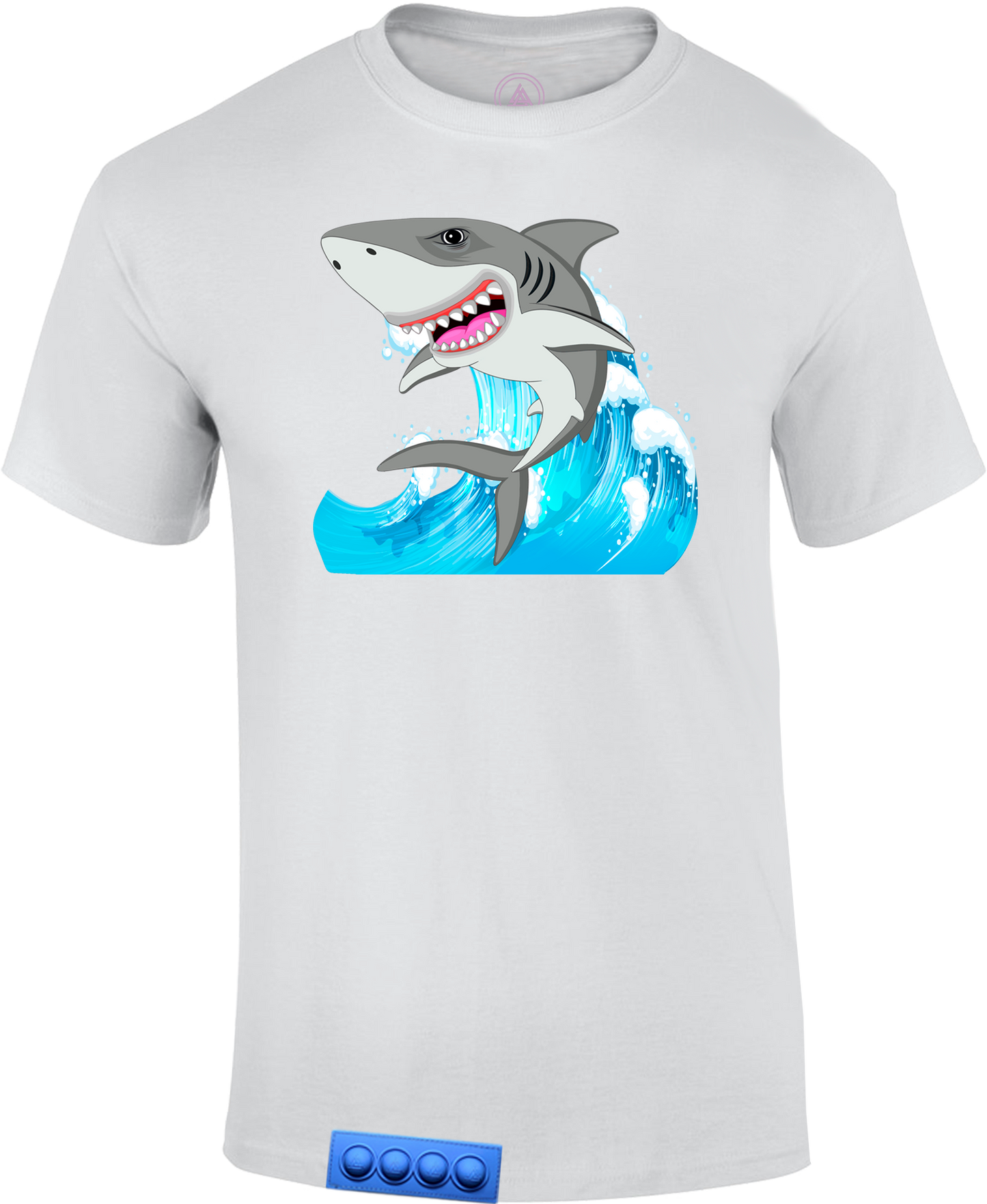 Adult/White tee/ Blue pop it