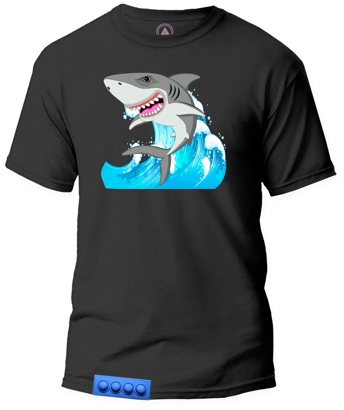 Adult/Black tee/ Blue pop it