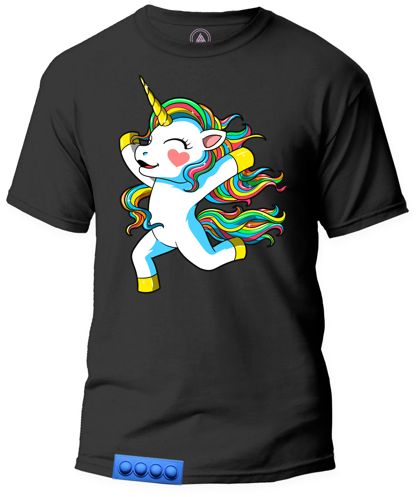 Adult/Black tee/ Blue pop it