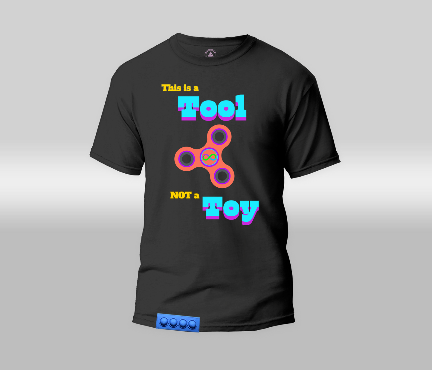 H101 - Adult/Black tee/ Blue pop it